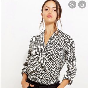 Pleione L Clothing Wrap Front Grid Print Blouse